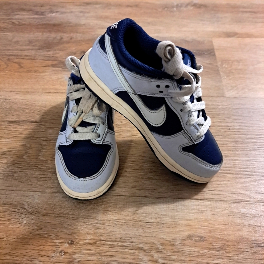 Nike Kid's Midnight Blue Gray and White Dunk Low Tops Sneakers Size 12 C
